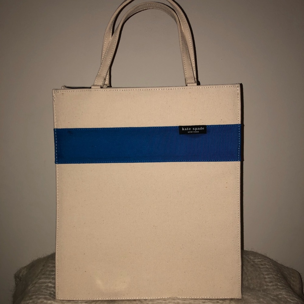 Canvas with blue accent kate spade tote